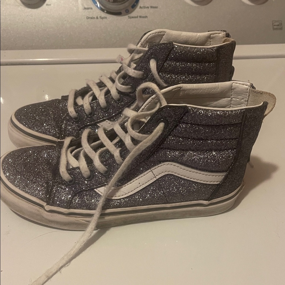 Vans Glitter High-Top Sneakers - Silver and White